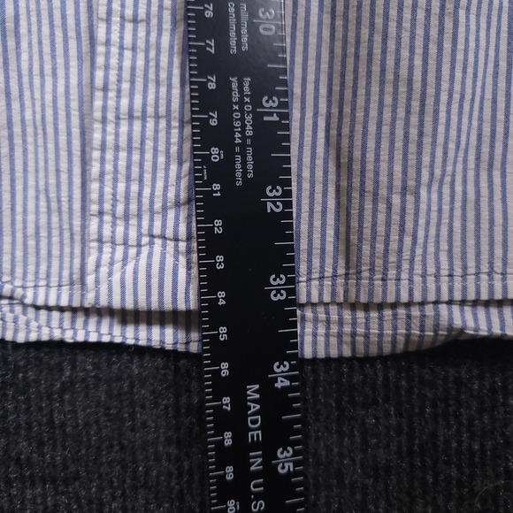 Polo‎ Ralph Lauren Blake XXL 2XL Seersucker Blue White Stripe Short Sleeve Shirt - Picture 4 of 7